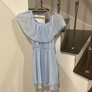 Baby blue off the shoulder dress